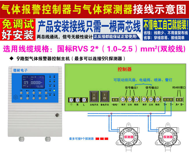 可燃氣體報警器接線圖