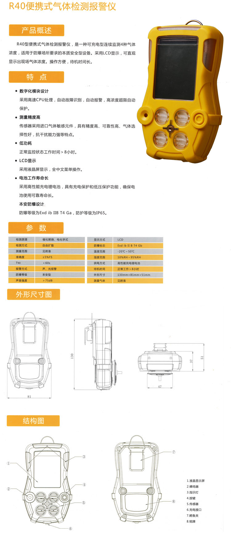 便攜式可燃有毒氣體檢測儀